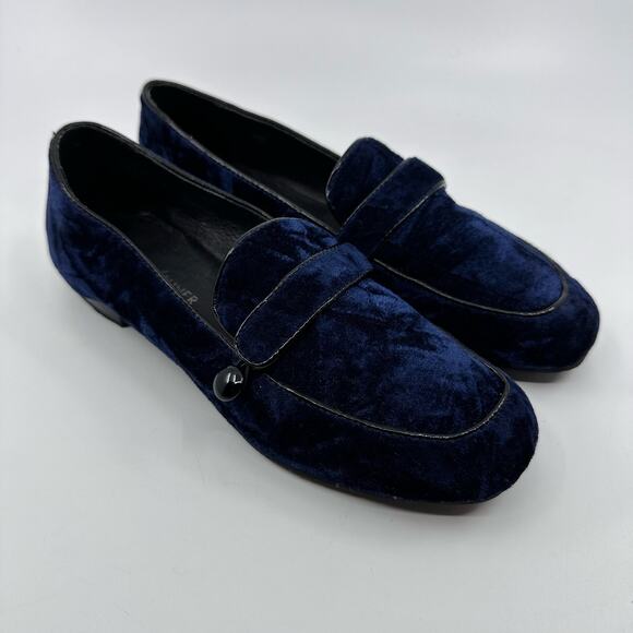 Donald J Pliner Haven Velvet Flat Loafers Slip On Navy Blue Womens Size US 5.5M - Picture 3 of 13